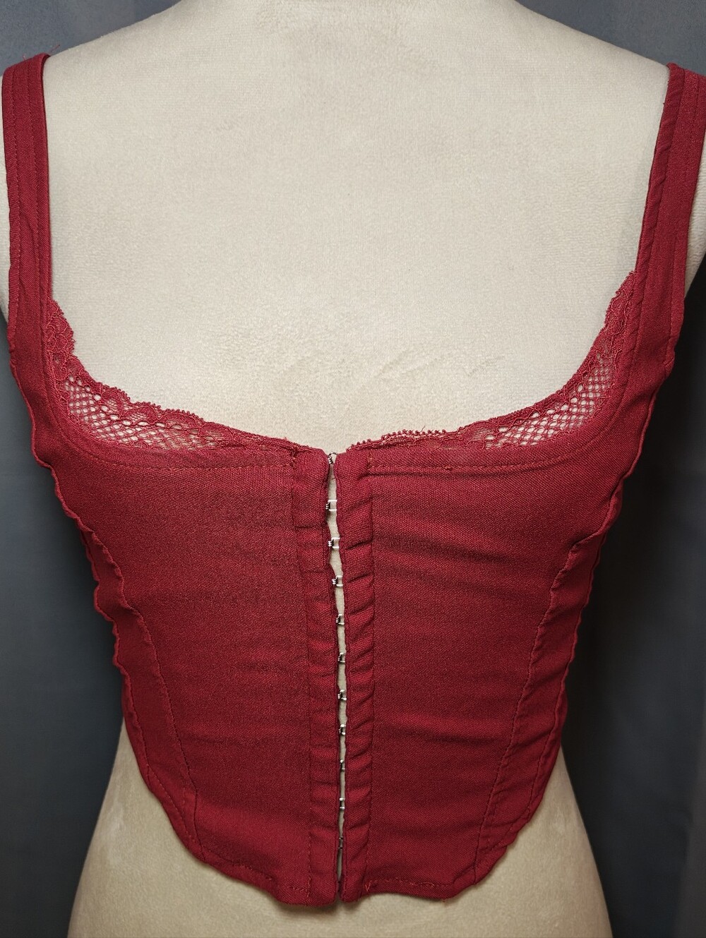 Y2K Garage Grungy Lace Trim Bustier Corset Top.